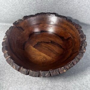 Natural Live Edge Wooden Round Bowl‎ Farmhouse Rustic READ